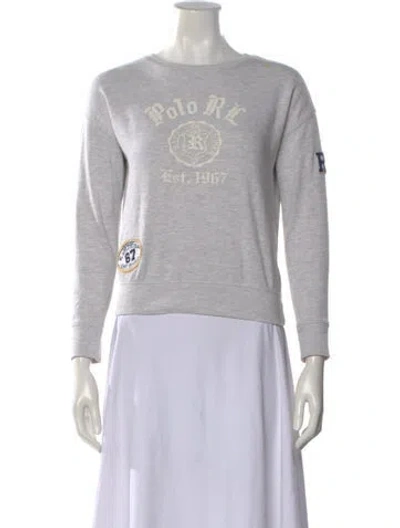 Pre-owned Polo Ralph Lauren Kids' Boys' Graphic Print Crew Neck Sweatshirt In Grey