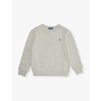 Polo Ralph Lauren Kids' Grey Htr Boys' Logo-embroidered Cotton-blend Jersey Sweatshirt