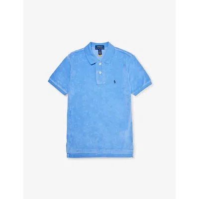 Polo Ralph Lauren Boys Hrb Is Blu Kids Boys' Logo-print Short-sleeve Towelling Cotton-blend Polo Shi