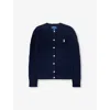 POLO RALPH LAUREN POLO RALPH LAUREN BOYS HUNTER NVY KIDS BOYS' LOGO-EMBROIDERED COTTON CABLE-KNIT CARDIGAN