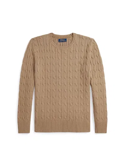Polo Ralph Lauren Ribbed Crew Neck Long Sleeve Sweater For Boys In Brown