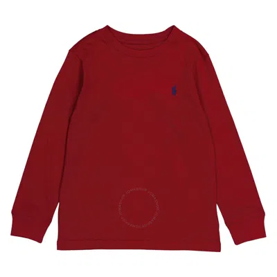 Polo Ralph Lauren Boys Long Sleeve Cotton Jersey Logo T-shirt In Burgundy