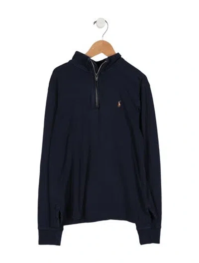 Pre-owned Polo Ralph Lauren Kids' Boys' Long Sleeve Quarter Zip Shirt In Blue