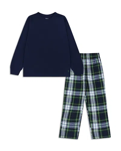 Polo Ralph Lauren Boys' Long Sleeved Tee & Woven Pajama Pants Set - Big Kid In Blue