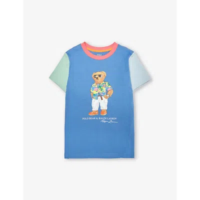 Polo Ralph Lauren Boys Multi Kids Boy's Polo Bear Colour-block Cotton-jersey T-shirt