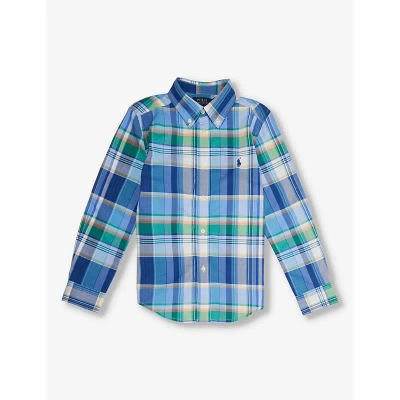 Polo Ralph Lauren Boys Multi Kids Boys' Check-print Long-sleeve Cotton-poplin Shirt