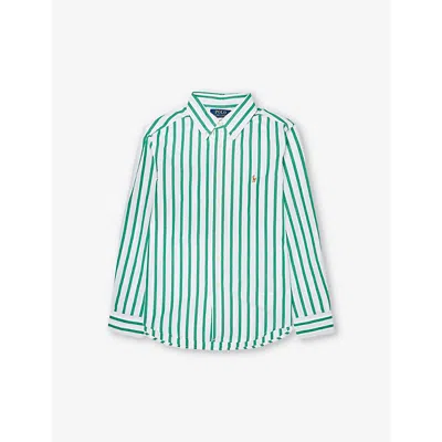 Polo Ralph Lauren Boys Multi Kids Boys' Stripe-pattern Logo-embroidered Cotton Shirt