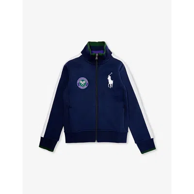 Polo Ralph Lauren Boys Navy Mu Kids X Wimbledon Boys' Logo-embroidered Cotton And Recycled-polyester