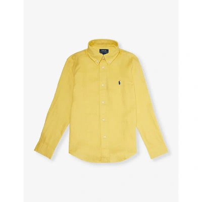 Polo Ralph Lauren Kids' Boys' Logo-embroidered Linen Shirt In Oasis Ylw