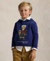 Polo Ralph Lauren Boys Polo Bear Fleece Hoodie In Blue