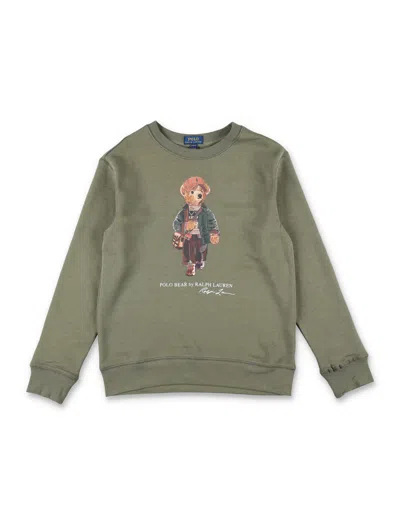 Polo Ralph Lauren Boys Polo Bear Graphic Crewneck Sweatshirt In Verde