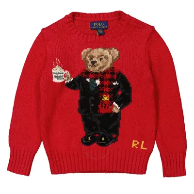 Polo Ralph Lauren Boys Red Polo Bear Intarsia Sweater