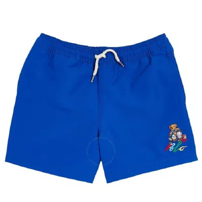 Polo Ralph Lauren Kids'  Boys Signature Bear Motif Swim Shorts In Blue
