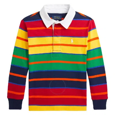 Polo Ralph Lauren Kids'  Boys Striped Detailed Long Sleeve Polo Shirt In Yellow