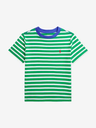 Polo Ralph Lauren Babies' Boys Striped Logo T-shirt In Green