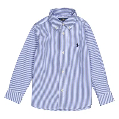 Polo Ralph Lauren Boys Striped Long-sleeved Oxford Shirt In Blue