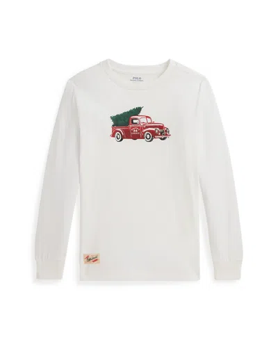 Polo Ralph Lauren Babies' Boys Truck-print Cotton Long-sleeve Tee In Red