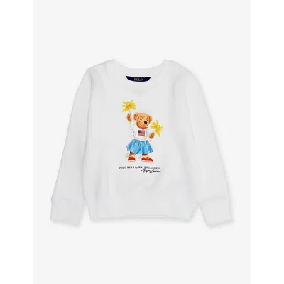 Polo Ralph Lauren Boys White Kids Bear Crewneck Cotton-blend Sweatshirt