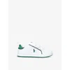 POLO RALPH LAUREN POLO RALPH LAUREN BOYS WHITE KIDS BOYS' HERITAGE COURTS III EZ POLO BEAR-EMBROIDERED LEATHER LOW-TOP