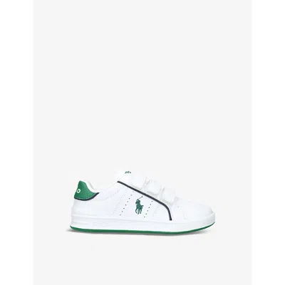 Polo Ralph Lauren Boys White Kids Boys' Heritage Courts Iii Ez Polo Bear-embroidered Leather Low-top