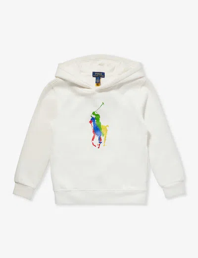 Polo Ralph Lauren Boys White Kids Boys' Logo-print Cotton-blend Hoody