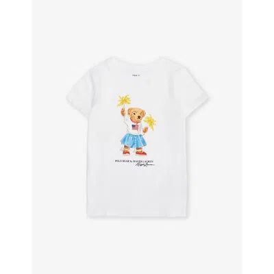 Polo Ralph Lauren Boys White Kids Brand-print Crewneck Cotton-jersey T-shirt