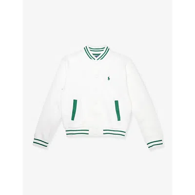 Polo Ralph Lauren Boys White Kids X Wimbledon Boys' Contrast-trim Cotton-blend Jacket
