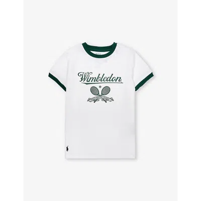 Polo Ralph Lauren Boys White Kids X Wimbledon Boys' Recycled Cotton-blend T-shirt