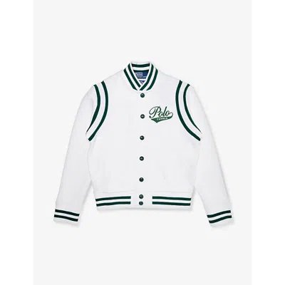 Polo Ralph Lauren Kids'  X Wimbledon Boys' Stripe-trim Cotton And Recycled-polyester Sweatshirt In White