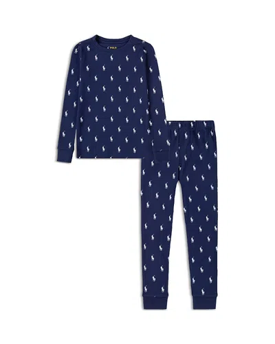 Polo Ralph Lauren Boys' Woven Long Top And Joggers Sleepwear Set - Little Kid In Newport Navy