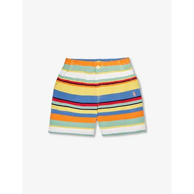 Polo Ralph Lauren Boys Ylwkids Boys' Logo-embroidered Stripe-print Cotton-piqué Shorts In Ylw Multi