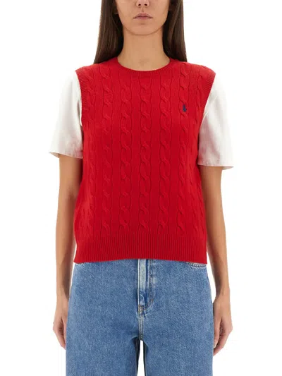 Polo Ralph Lauren Braid Vest In Red