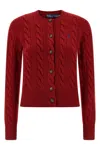 Polo Ralph Lauren Rws Long Sleeve Crew Neck Cardigan Fireside Red In Gold