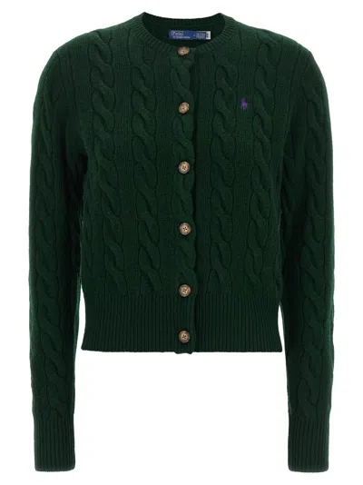 Polo Ralph Lauren Braided Wool-cashmere Cardigan In Blue