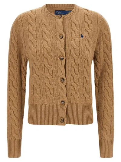 Polo Ralph Lauren Braided Cardigan Sweaters And Cardigans Beige In Brown