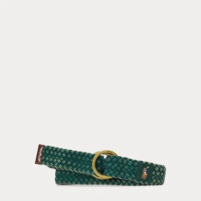 Polo Ralph Lauren Braided Cotton Belt In Moss Agate