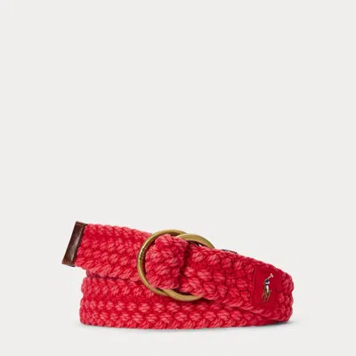 Polo Ralph Lauren Braided Cotton Belt In Regatta Red