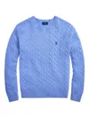 Polo Ralph Lauren Cable-knit Wool-cashmere Jumper In Blue