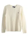 Polo Ralph Lauren Classic Cable Knit Sweater With Round Neckline And Ribbed Details In Brown