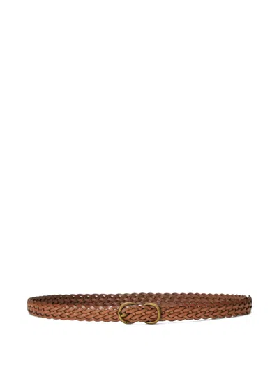 Polo Ralph Lauren Braided Leather Belt In Brown
