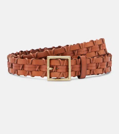 Polo Ralph Lauren Braided Leather Belt In Brown