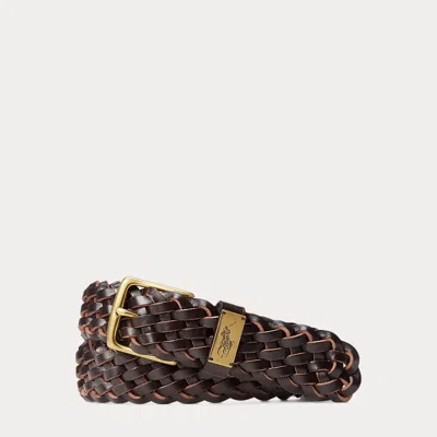 Polo Ralph Lauren Braided Leather Belt In Brown
