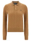Polo Ralph Lauren Braided Shirt Polo Beige In Brown