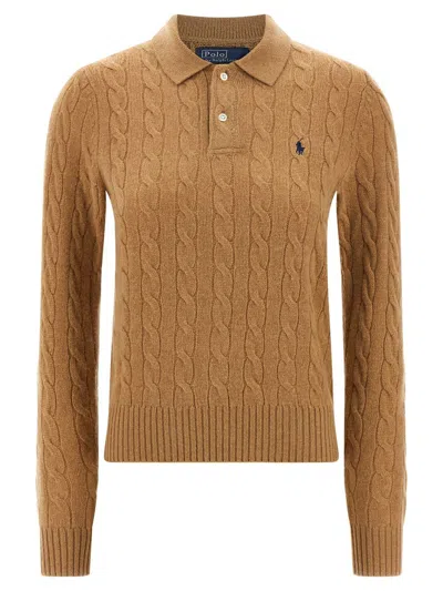 Polo Ralph Lauren Braided Shirt Polo Beige In Brown