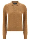 Polo Ralph Lauren Braided Shirt Polo Beige In Brown