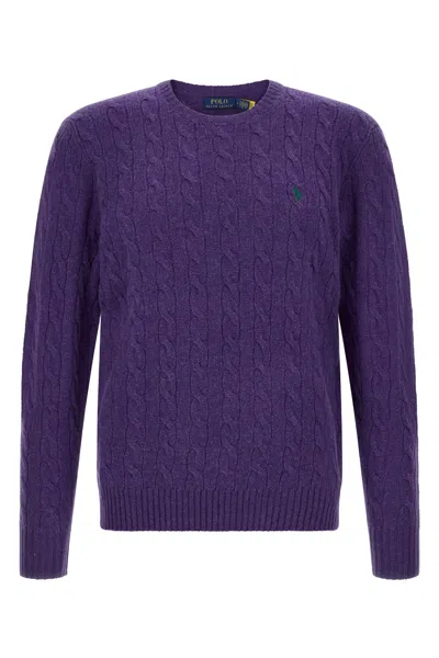 Polo Ralph Lauren Braided Sweater In Lila