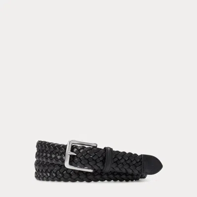 Polo Ralph Lauren Braided Vachetta Leather Belt In Black