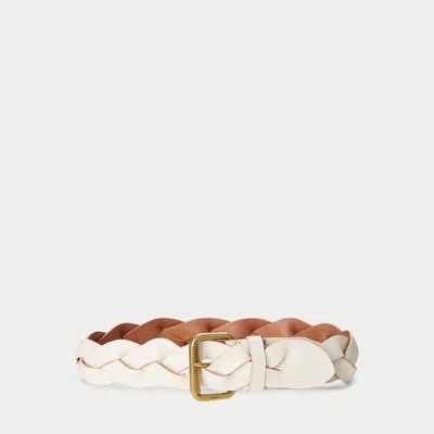 Polo Ralph Lauren Braided Vachetta Leather Belt In White