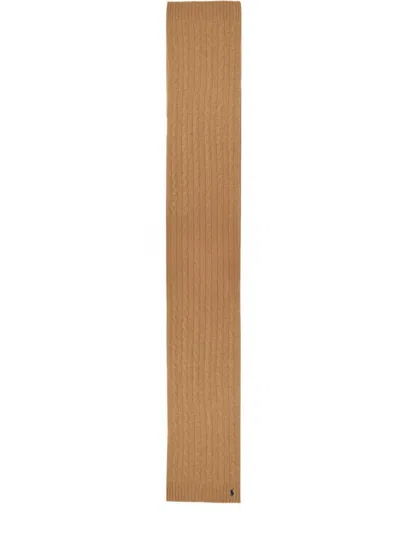 Polo Ralph Lauren Braided Wool And Cashmere Scarf In Sand