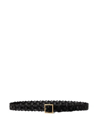 Polo Ralph Lauren Braided-leather Belt In Black
